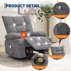 Fauteuil inclinable releveur électrique pour personnes âgées avec fonctions massage et chauffage, inclinable surdimensionné avec fonctions massage et chauffage, revêtement doux et rembourré, poche latérale et porte-gobelets