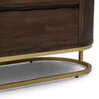 Commode moderne à 6 tiroirs avec plateau Live Edge, piètement en métal et construction en bois mélangé durable