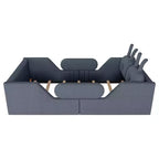 Lit plateforme double Whisen, cadre de lit rembourré pour enfants avec coussin lapin, barrières latérales amovibles
