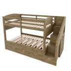 Lit superposé Whisen Twin XL avec lit gigogne, lit superposé avec rangement, lit superposé en bois massif, escalier de rangement, armoire, 3 tiroirs, pour enfants