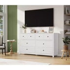Commode moderne à 8 tiroirs pour chambre à coucher, grande commode en bois avec tiroirs profonds, meuble de rangement autonome pour salon