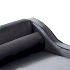 Chaise longue de rangement française élégante en velours avec un oreiller