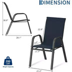 Chaises de patio, Lot de 4/6 chaises de salle à manger empilables d'extérieur en textilène léger résistant aux intempéries avec accoudoirs pour jardin, terrasse de piscine