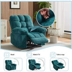 Fauteuil inclinable manuel, fauteuil inclinable ergonomique en tissu respirant avec poches latérales, canapé individuel, adapté au salon et à la chambre à coucher
