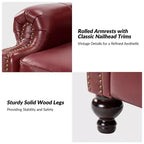 Ensemble de 2 fauteuils inclinables modernes en cuir véritable Elisabete avec garniture cloutée vintage pour salon et chambre à coucher | ART OF LIVING DESIGNS