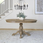 Table à dîner ronde sur pied Magnolia Manor avec rallonges escamotables - 2 finitions