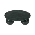 Table basse ronde en marbre avec pieds sphériques, multicolore, 4 places