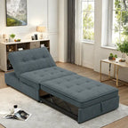 Canapé convertible 3 places 4-en-1 en lin 72,5" avec dossier réglable sur 5 niveaux et poche de rangement