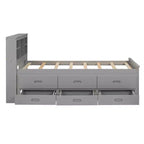 Lit plateforme avec lit gigogne et tiroirs, lit plateforme de rangement avec USB, lit plateforme en bois avec bibliothèque