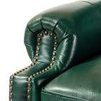 Ensemble de 2 fauteuils inclinables modernes en cuir véritable Elisabete avec garniture cloutée vintage pour salon et chambre à coucher | ART OF LIVING DESIGNS