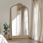 Miroir mural marron avec cadre en bois massif classique sculpté de 94 cm (37 po) de large x 180 cm (71 po) de haut avec fond en rotin