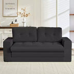 Mjkone Canapé-Lit Futon Convertible 2-en-1 180 cm, Canapé Deux Places Pliable en Tissu Côtelé avec Boutons Touffetés, Idéal pour Petits Espaces
