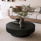 Table basse/de salon ronde moderne plaquée en bois massif avec rangement