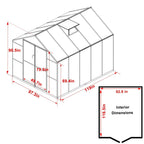 Serre de jardin aluminium VEIKOUS avec évent de toit réglable et porte verrouillable Grise