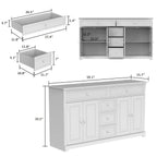 Buffet bahut 150 cm blanc laqué moderne contemporain du milieu du siècle