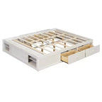 Cadre de lit plateforme Whisen Queen avec 4 tiroirs de rangement et rangement dans le pied de lit