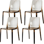 Chaise de salle à manger sans accoudoirs à dossier bas en acrylique ambre