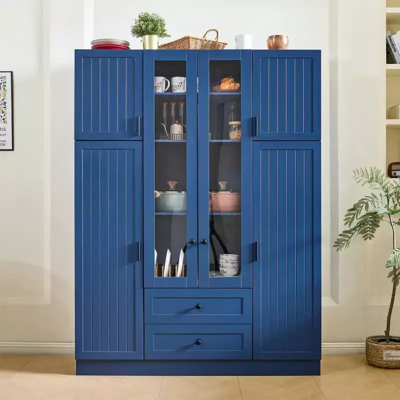 Garde-manger de cuisine autoportant Whisen 71''H, grand buffet de salle à manger avec 6 portes et étagères réglables