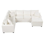 Canapé d'angle en chenille convertible, canapé-lit en forme de L avec pouf de rangement, 3 oreillers et dispositifs de charge