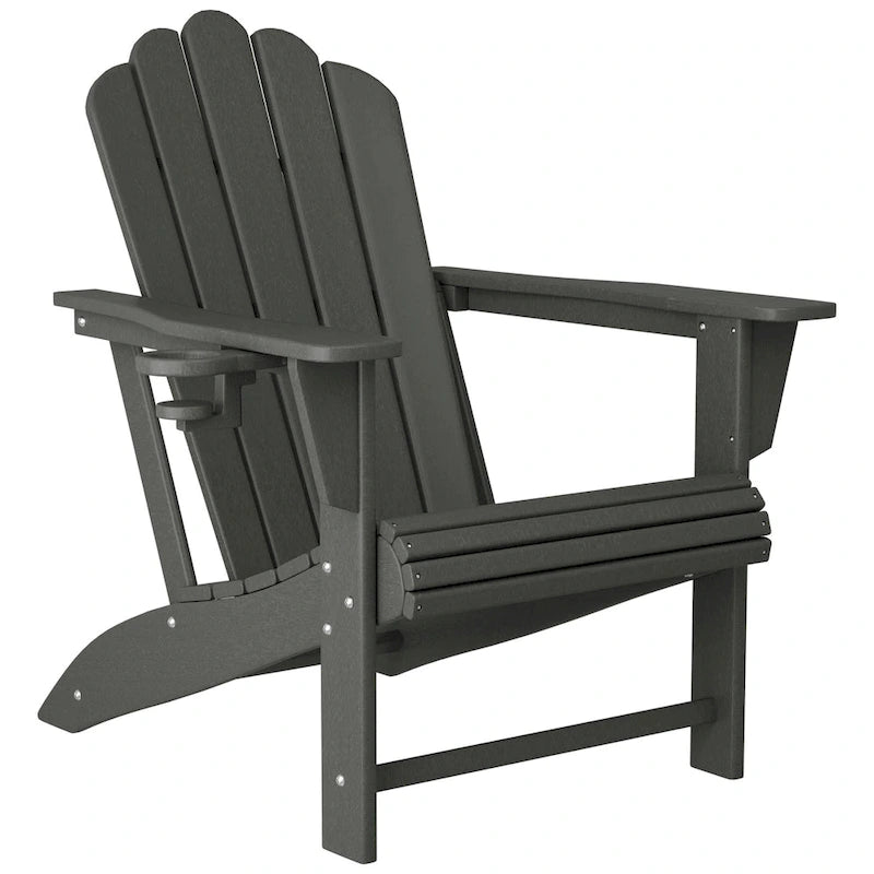 Chaise Adirondack Polytrends Aderson avec porte-gobelet pivotant pour terrasse extérieure commerciale et résidentielle