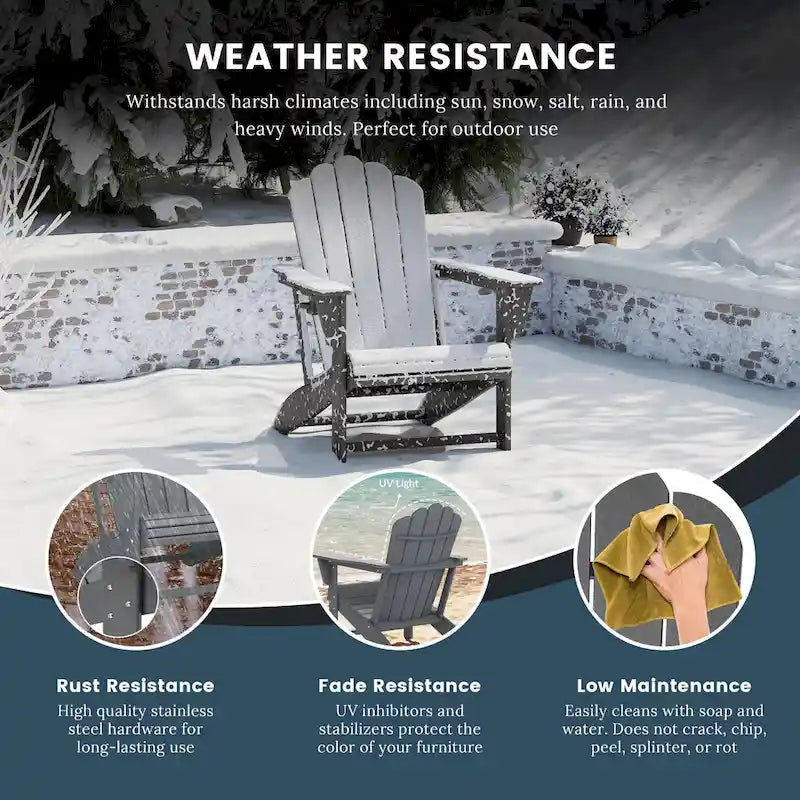 Chaise Adirondack Polytrends Aderson avec porte-gobelet pivotant pour terrasse extérieure commerciale et résidentielle