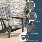Chaise Adirondack Polytrends Aderson avec porte-gobelet pivotant pour terrasse extérieure commerciale et résidentielle