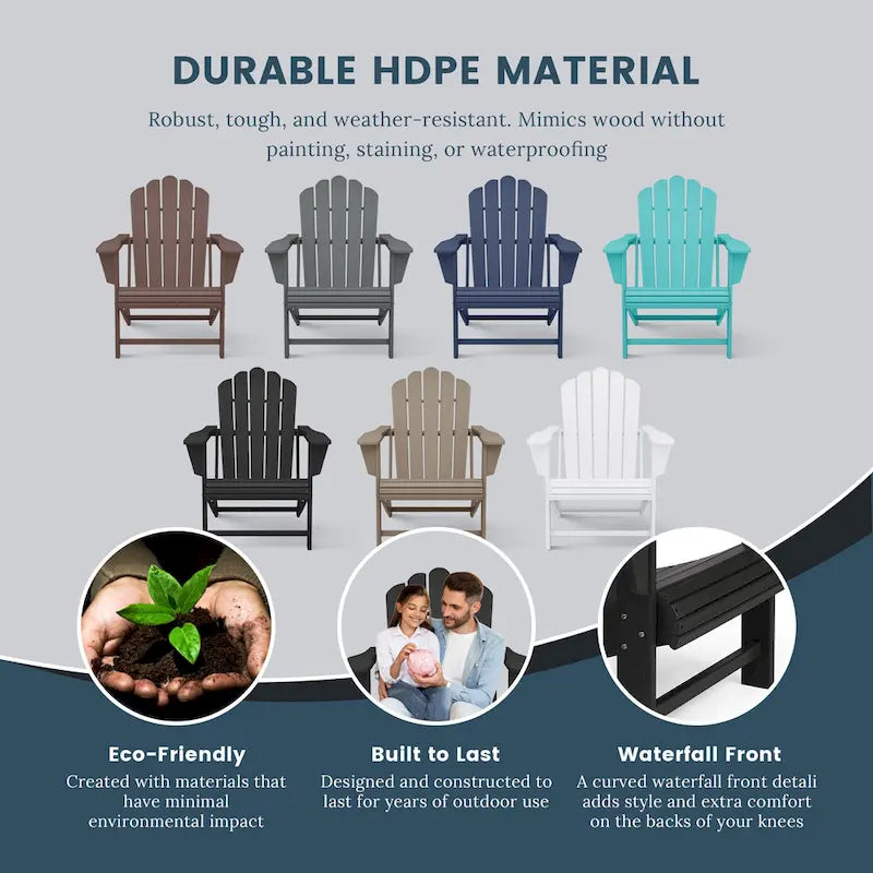 Chaise Adirondack Polytrends Aderson avec porte-gobelet pivotant pour terrasse extérieure commerciale et résidentielle
