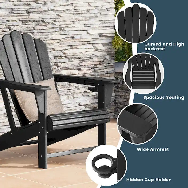 Chaise Adirondack Polytrends Aderson avec porte-gobelet pivotant pour terrasse extérieure commerciale et résidentielle