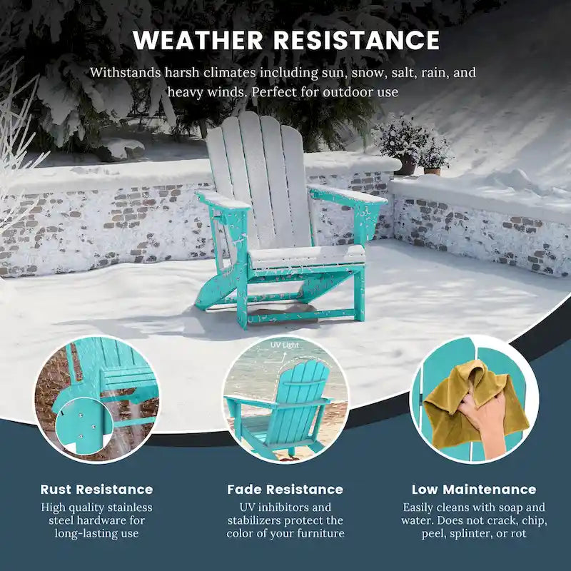 Chaise Adirondack Polytrends Aderson avec porte-gobelet pivotant pour terrasse extérieure commerciale et résidentielle