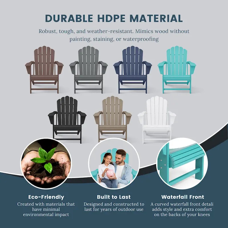 Chaise Adirondack Polytrends Aderson avec porte-gobelet pivotant pour terrasse extérieure commerciale et résidentielle