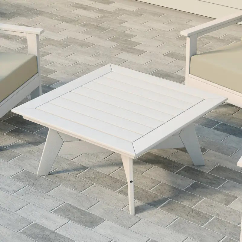 Polytrends Table de conversation carrée de 37 pouces pour patio extérieur en PEHD, toutes saisons, modèle Birchwood