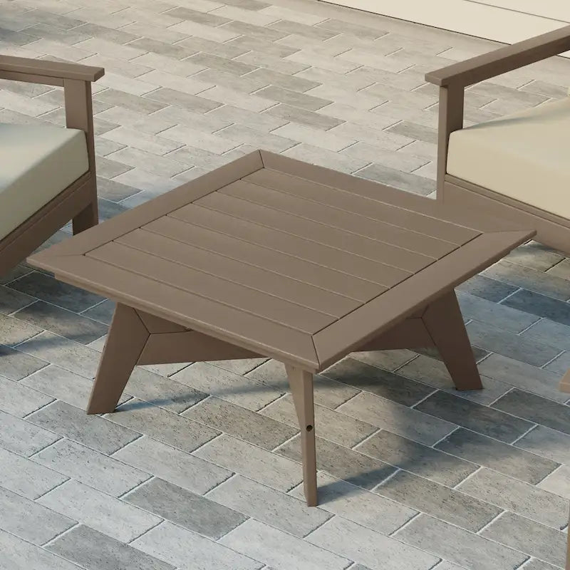 Polytrends Table de conversation carrée de 37 pouces pour patio extérieur en PEHD, toutes saisons, modèle Birchwood