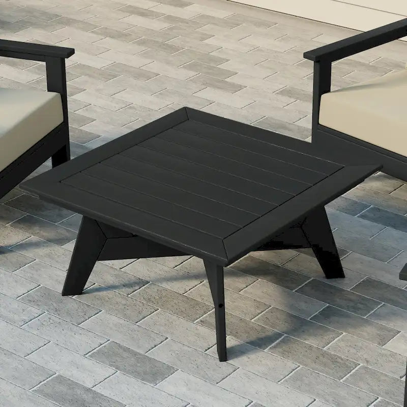 Polytrends Table de conversation carrée de 37 pouces pour patio extérieur en PEHD, toutes saisons, modèle Birchwood