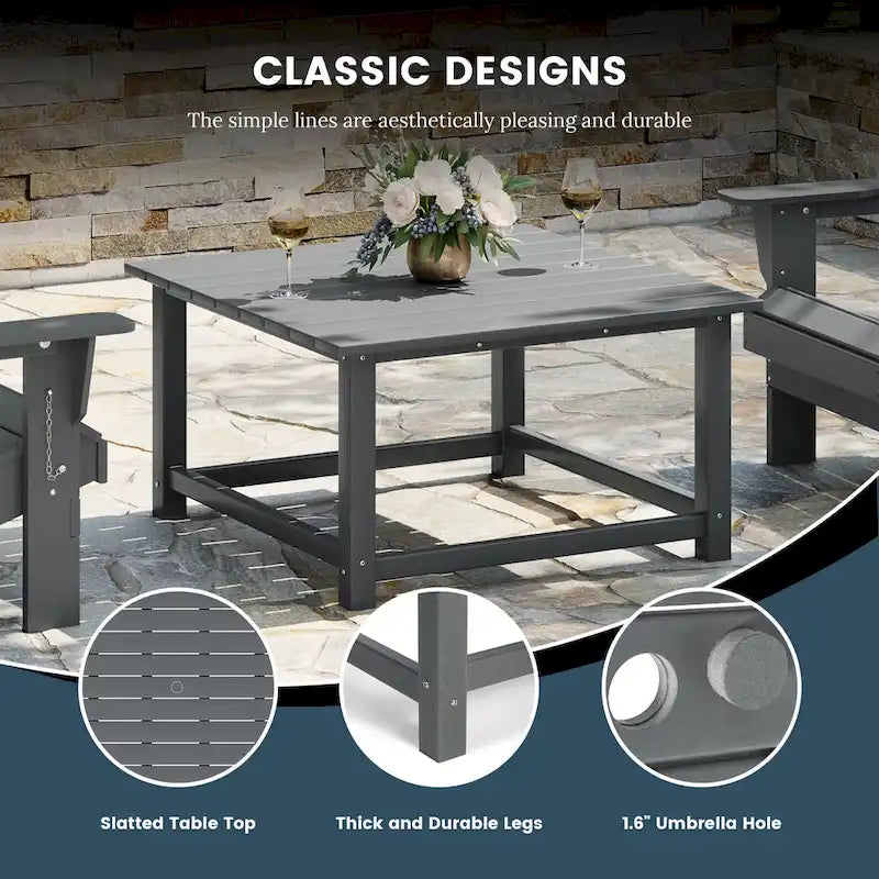 Table basse carrée d'extérieur en polyéthylène Adirondack 31" Laguna Polytrends