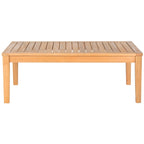 SAFAVIEH Outdoor Living Bradbury Ensemble de patio 4 pièces en bois d'acacia marron avec coussins beiges – 48L x 25P x 32H