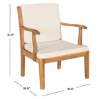 SAFAVIEH Outdoor Living Bradbury Ensemble de patio 4 pièces en bois d'acacia marron avec coussins beiges – 48L x 25P x 32H