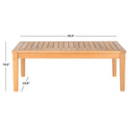 SAFAVIEH Outdoor Living Bradbury Ensemble de patio 4 pièces en bois d'acacia marron avec coussins beiges – 48L x 25P x 32H