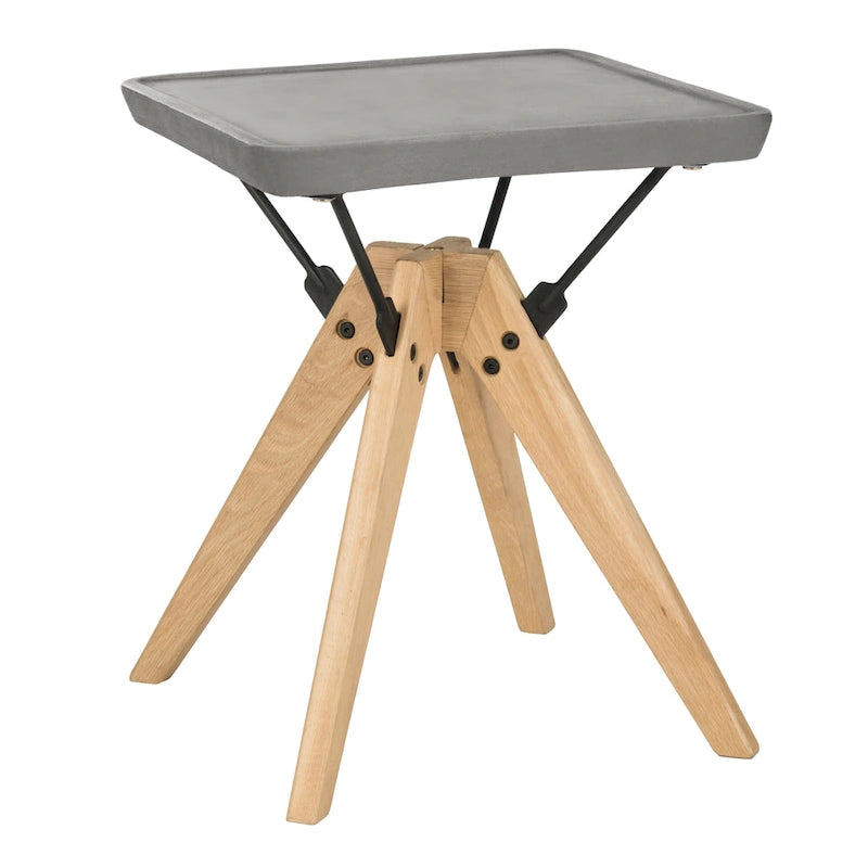 SAFAVIEH Outdoor Living Marcio Table d'appoint moderne gris foncé - 18L x 18P x 20H