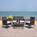 SAFAVIEH Outdoor Abdul 4-Piece Conversation Patio Set. - 42W x 23D x 33H