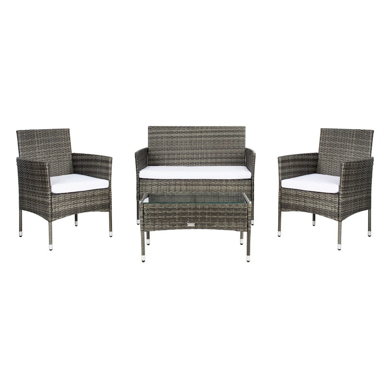 SAFAVIEH Abdul Ensemble de conversation 4 pièces d'extérieur. - 42L x 23P x 33H