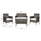 SAFAVIEH Abdul Ensemble de conversation 4 pièces d'extérieur. - 42L x 23P x 33H