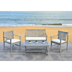 SAFAVIEH Outdoor Living Burbank Brown Acacia Wood 4-piece Furniture Set - 44W x 25D x 34H