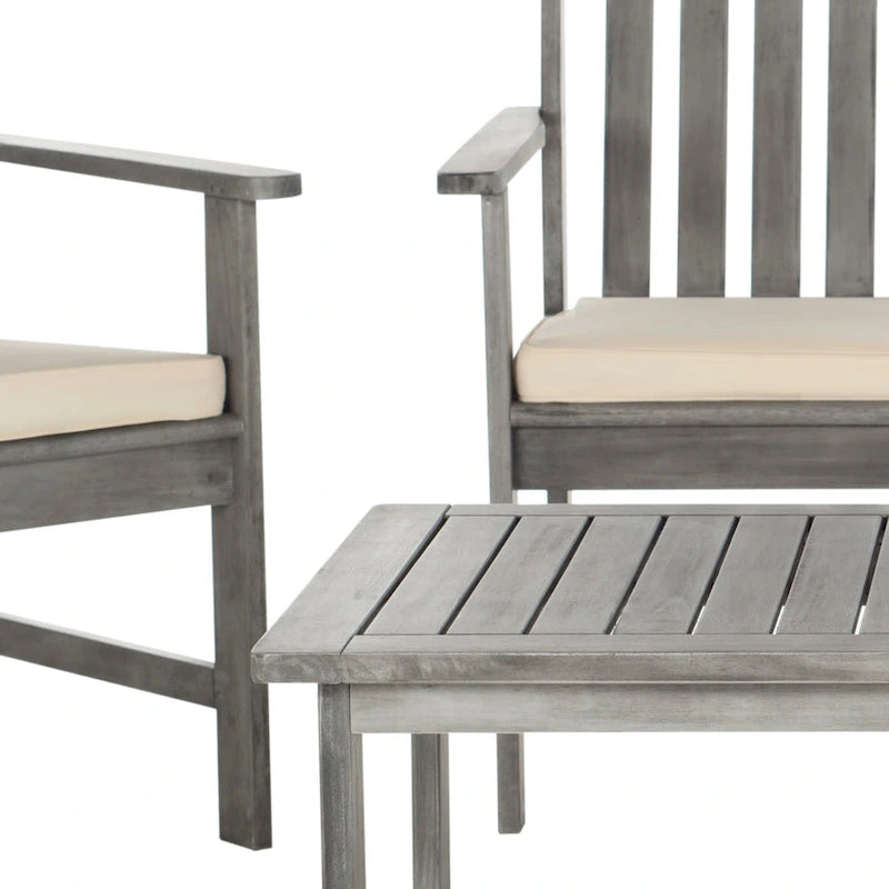 SAFAVIEH Mobilier d'extérieur Burbank, ensemble de 4 pièces en bois d'acacia brun – 44L x 25P x 34H