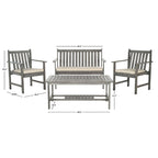 SAFAVIEH Mobilier d'extérieur Burbank, ensemble de 4 pièces en bois d'acacia brun – 44L x 25P x 34H
