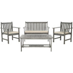 SAFAVIEH Mobilier d'extérieur Burbank, ensemble de 4 pièces en bois d'acacia brun – 44L x 25P x 34H
