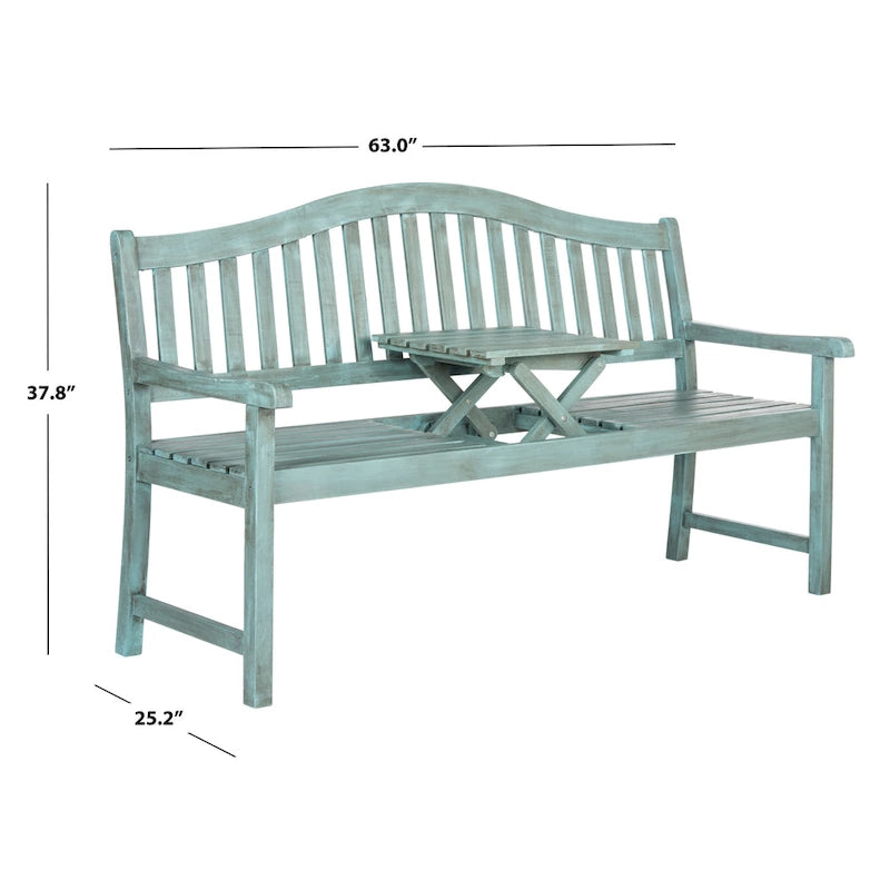 Banc bleu Mischa Beach House SAFAVIEH Outdoor Living – 63 larg. x 25 prof. x 38 haut.