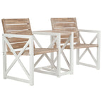 Banc d'extérieur Jovanna SAFAVIEH blanc et chêne - 62 larg. x 28 prof. x 34 haut.