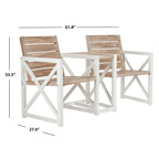 Banc d'extérieur Jovanna SAFAVIEH blanc et chêne - 62 larg. x 28 prof. x 34 haut.
