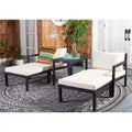 SAFAVIEH Outdoor Living Pratia 5Pc Outdoor Set - Dark Slate Grey/Beige - 29W x 27D x 27H