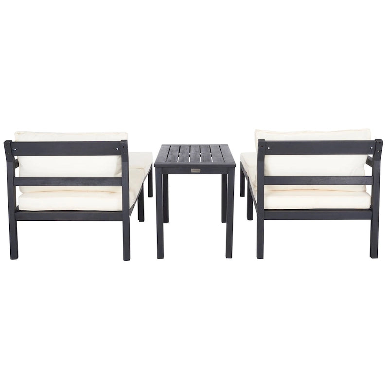 SAFAVIEH Outdoor Living Ensemble de 5 meubles d'extérieur Pratia – Gris ardoise foncé/beige – 29 larg. x 27 prof. x 27 haut.